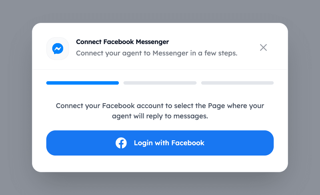 Nexle dashboard: Connect Facebook Messenger dialog with the Login with Facebook button