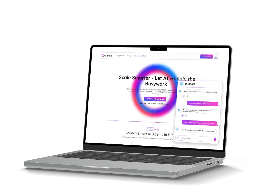 Nexle AI chatbot dashboard displayed on a laptop